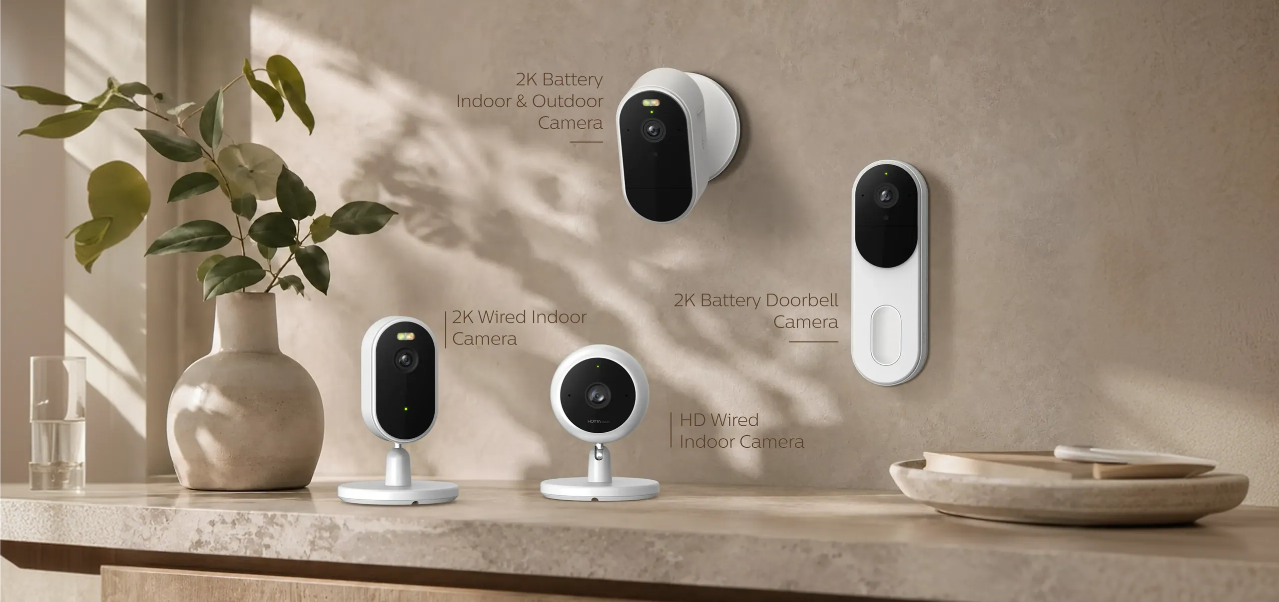 A HOMA 2K security camera mounted outside a front door